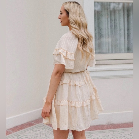 Anthropologie Current Air LUCIA TEXTURED FLUTTER SLEEVE RUFFLE DRESS size M - Picture 7 of 13